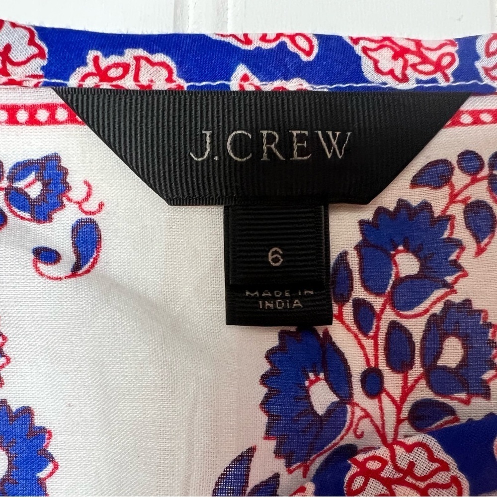 J.Crew French Country Peasant Red White Blue Paisley Top 6 Blouse Women. 197 - Picture 3 of 4